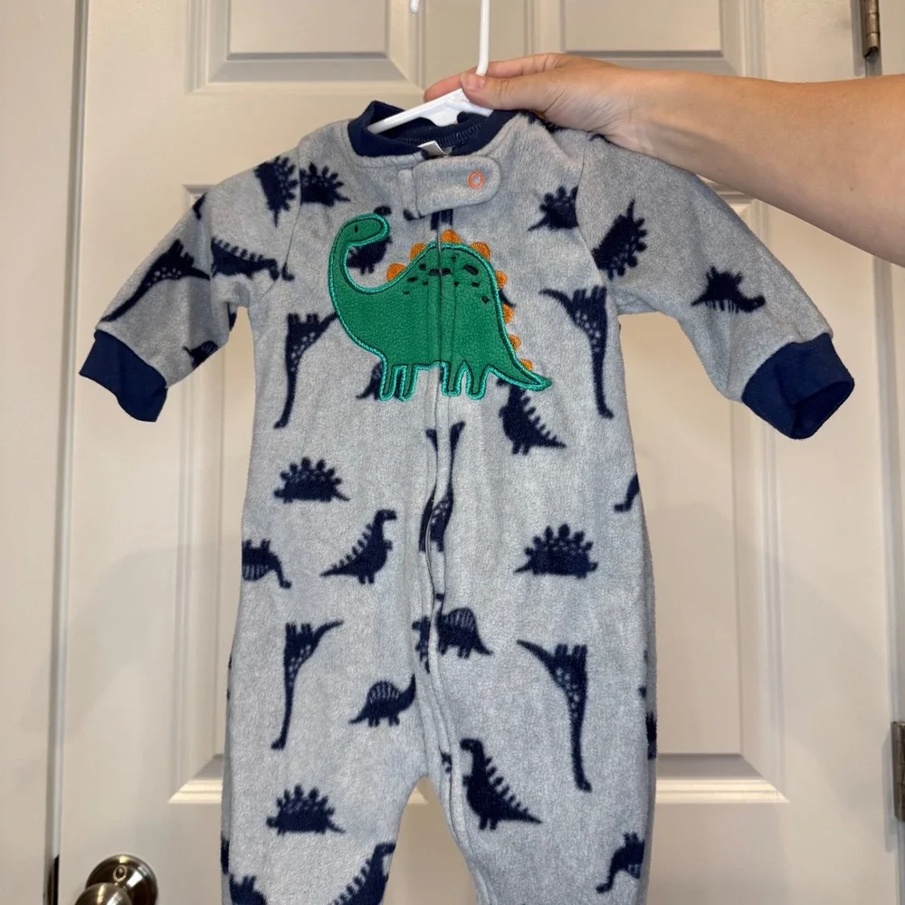 Bon Bebe Size 3-6 Months Dinosaur Fleece Footed Pajamas Sleeper One-Piece Outfit